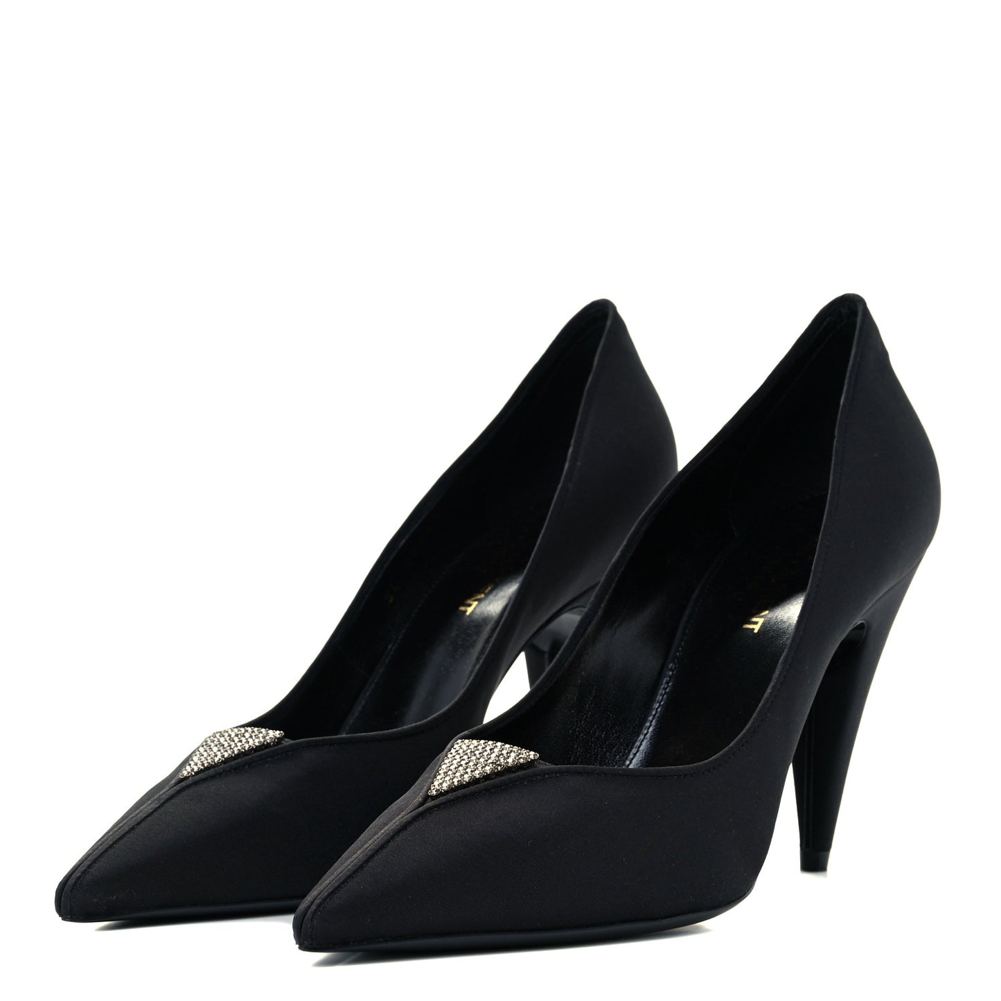 Crystal Embellished Faille Paris 95 Pumps 38 Black