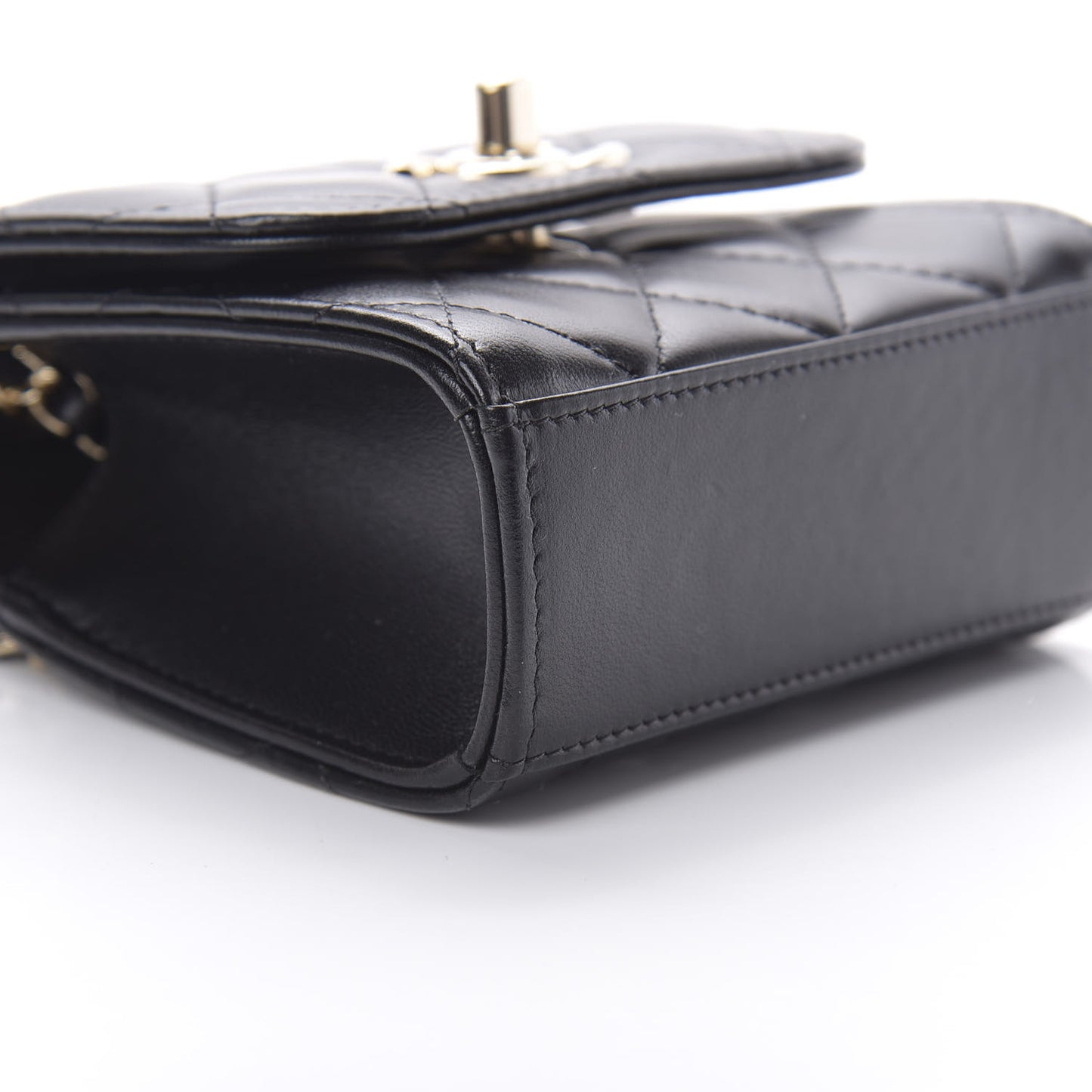 Lambskin Quilted Mini Trendy CC Chain Wallet Black
