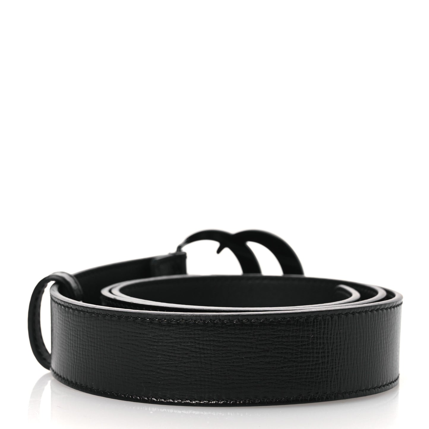Azalea Calfskin Enamel Monochrome Double G 30mm Belt 80 32 Black