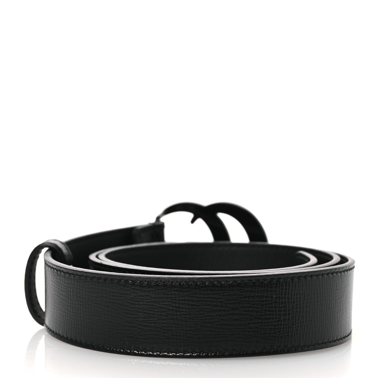 Gucci Azalea Calfskin Enamel Monochrome Double G 30mm Belt 80 32 Black 2 of 6