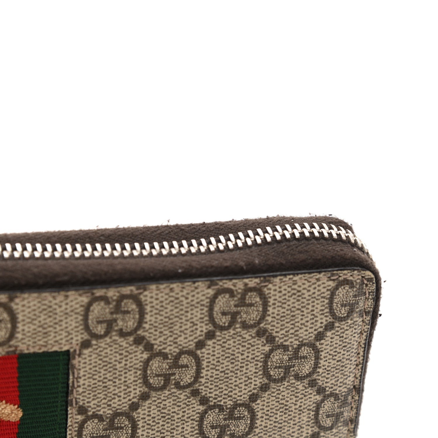 Gucci GG Supreme Monogram Web Bee Zip Around Wallet Beige Cocoa 11 of 12