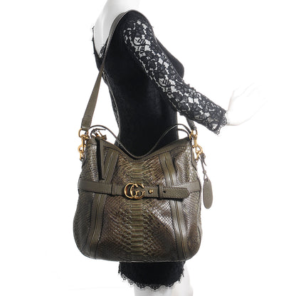 Gucci Python Medium Running Hobo Military 2 of 8