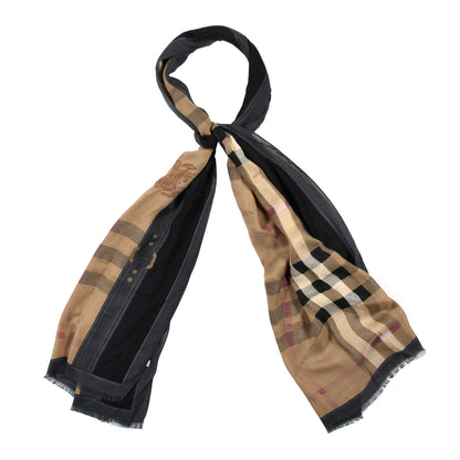 Burberry Modal Cashmere Haymarket Check Scarf Grey 1 of 5