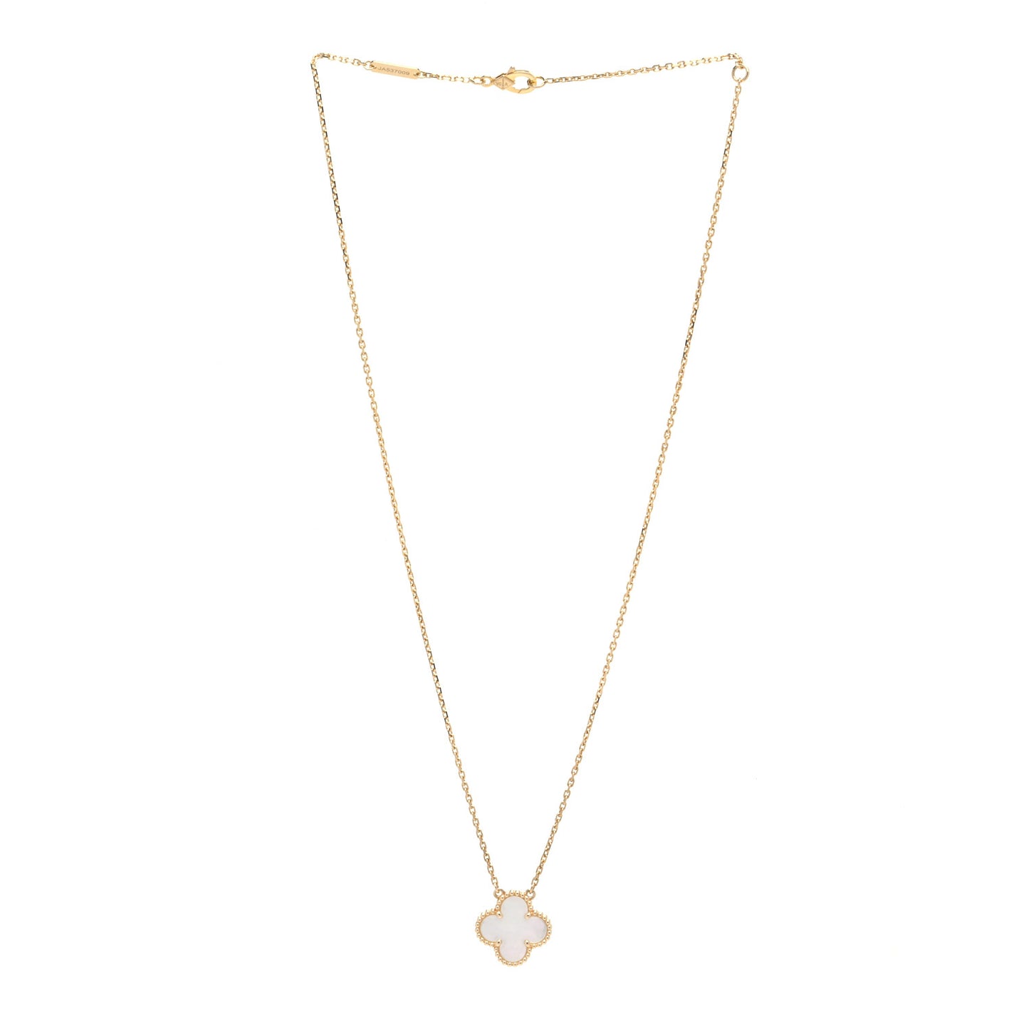 18K Yellow Gold Mother of Pearl Vintage Alhambra Pendant Necklace