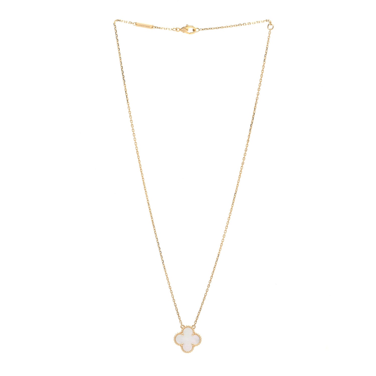 Van Cleef & Arpels 18K Yellow Gold Mother of Pearl Vintage Alhambra Pendant Necklace 3 of 7