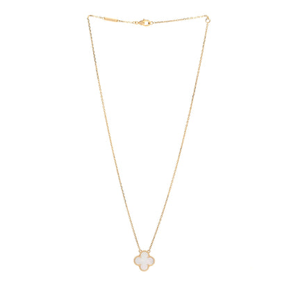 Van Cleef & Arpels 18K Yellow Gold Mother of Pearl Vintage Alhambra Pendant Necklace 3 of 7