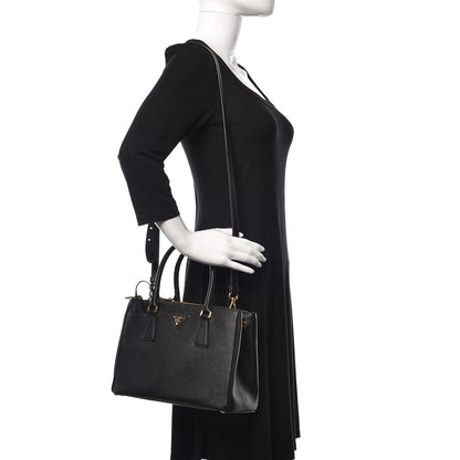 Prada Saffiano Small Galleria Double Zip Tote Black 2 of 11