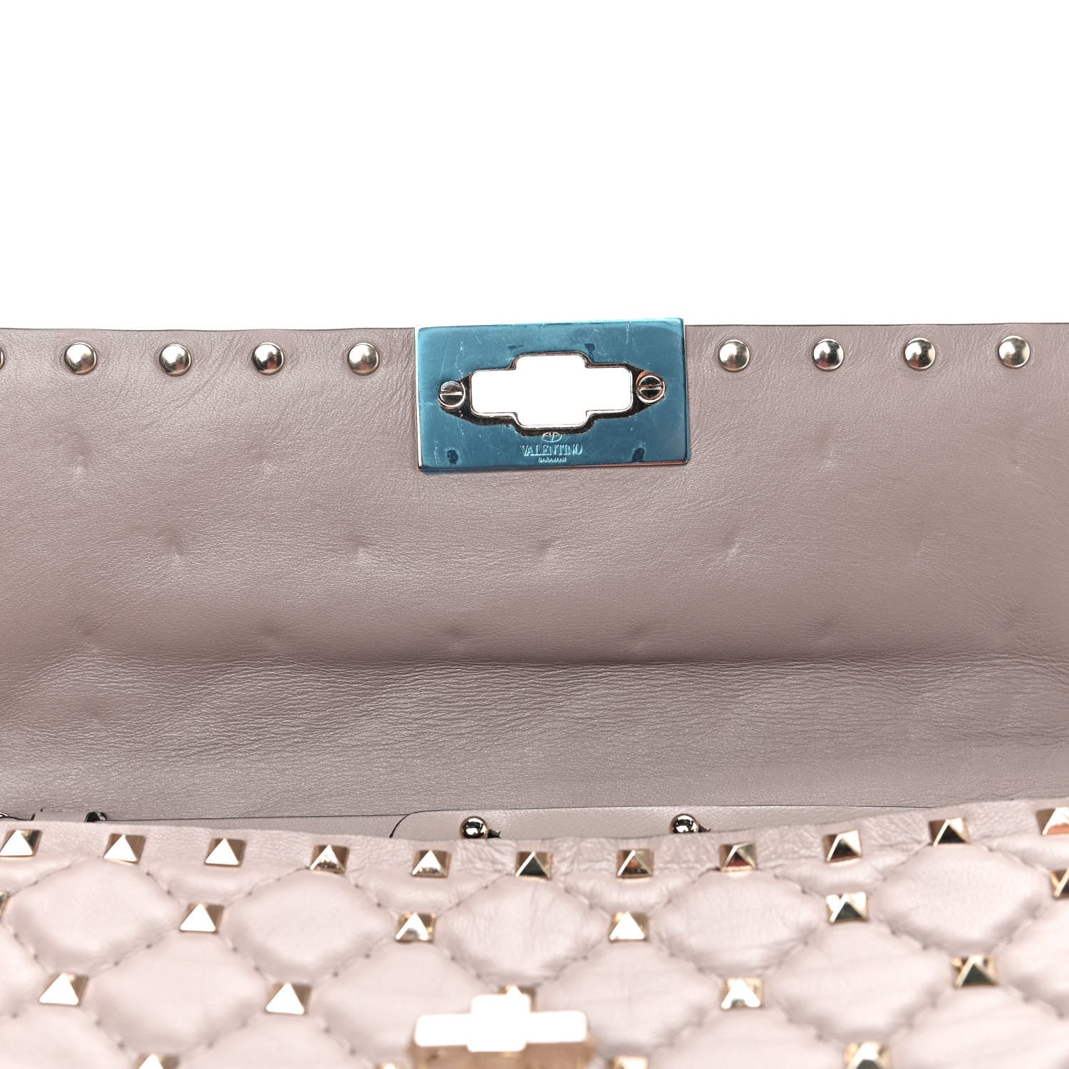 Valentino Garavani Lambskin Rockstud Spike Wallet on Chain Poudre 5 of 5
