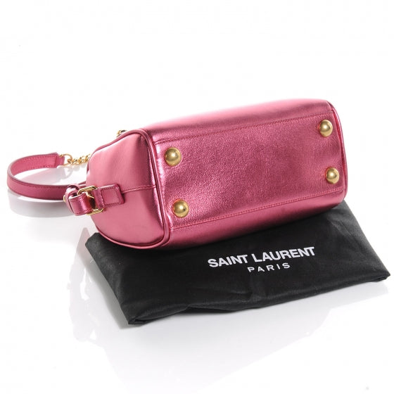 Saint Laurent Metallic Leather Classic Duffle Toy Pink 4 of 8