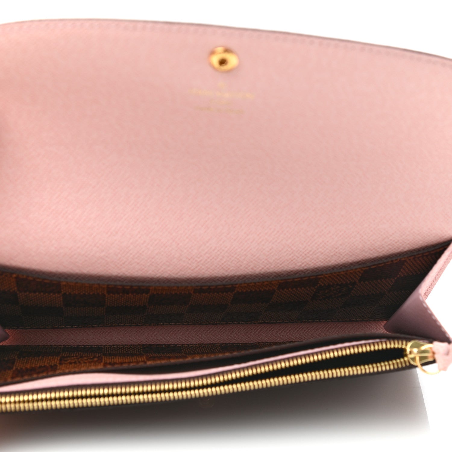 Louis Vuitton Damier Ebene Emilie Wallet Rose Ballerine 7 of 9