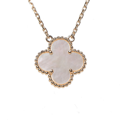 Van Cleef & Arpels 18K Yellow Gold Mother of Pearl Vintage Alhambra Pendant Necklace 4 of 7
