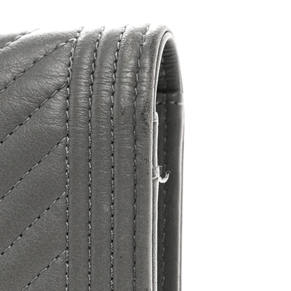 Chanel Calfskin Chevron Quilted Boy Yen Wallet Grey 9 of 11