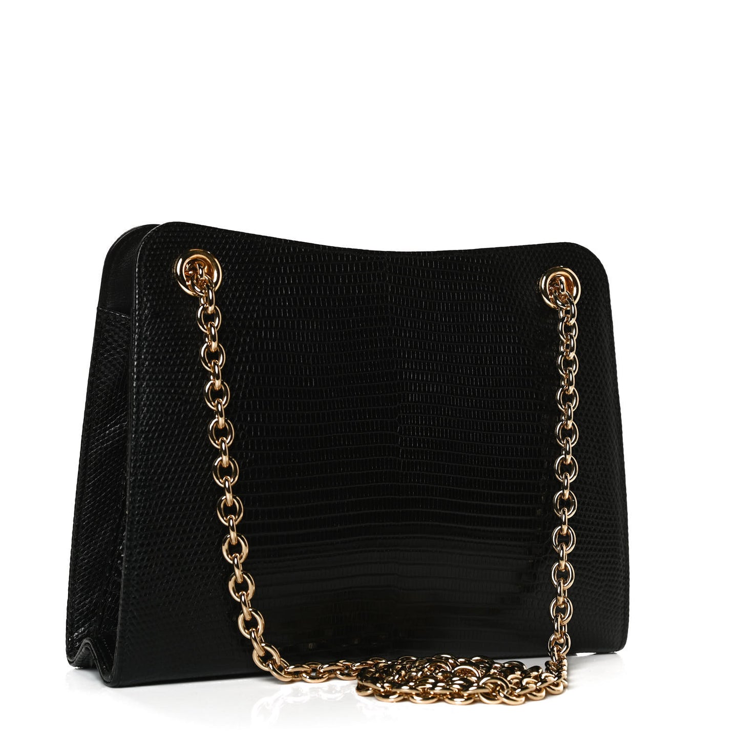 Lizard Zumi Chain Shoulder Bag Black