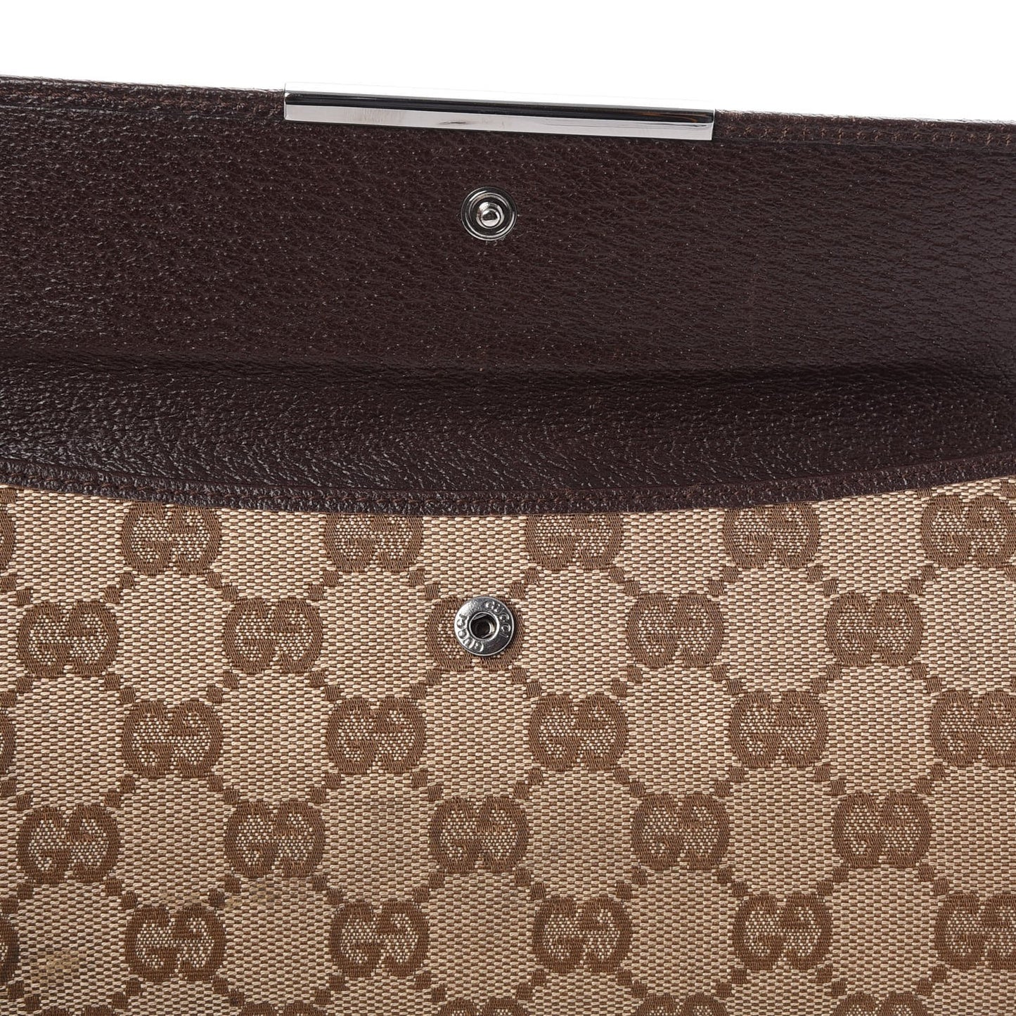 Monogram Metal Bar Continental Flap Wallet Beige Ebony Dark Brown