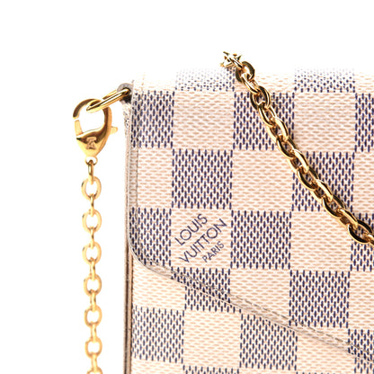 Louis Vuitton Damier Azur Pochette Felicie Chain Wallet Rose Ballerine 10 of 11
