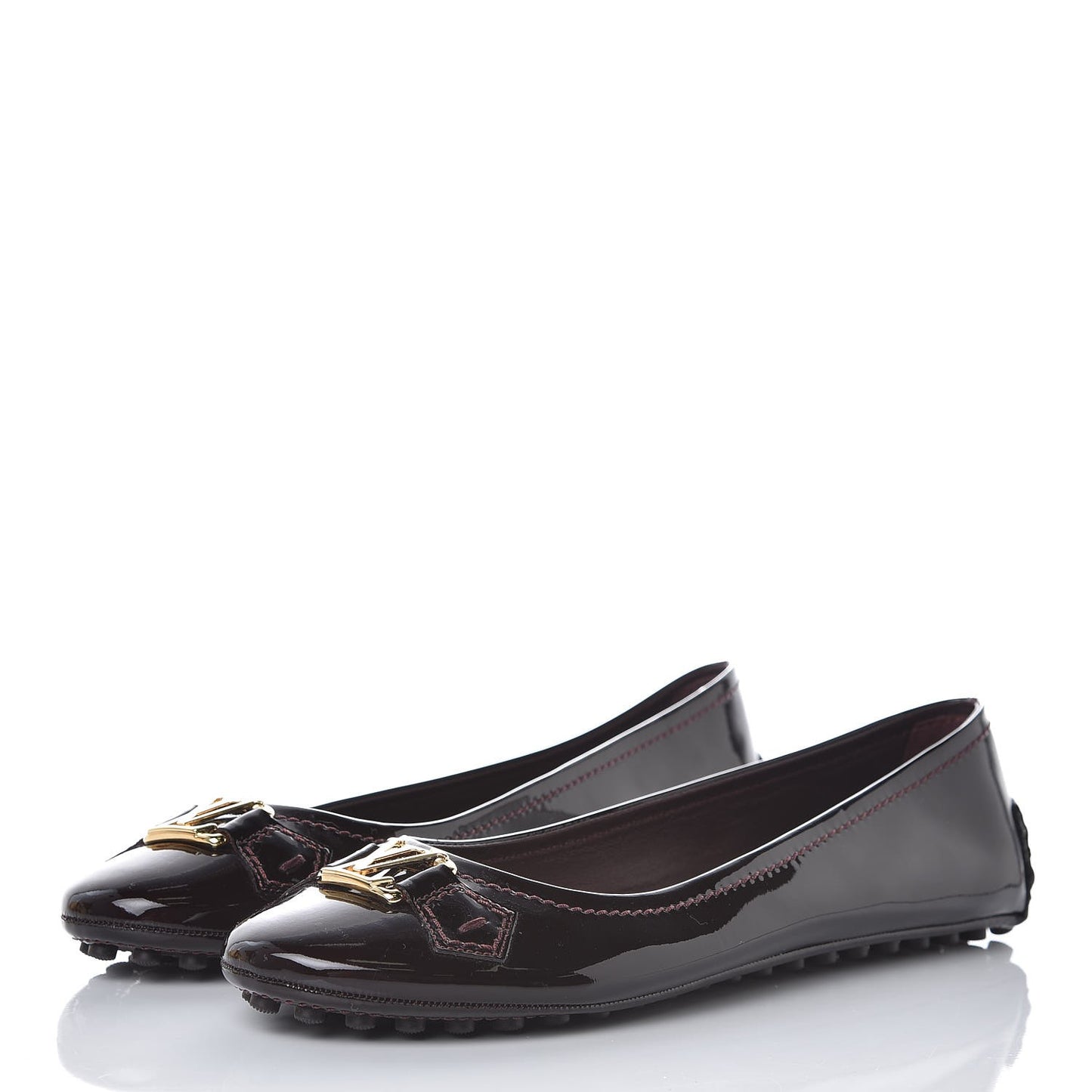Patent Calfskin Oxford Ballerina Flats 40 Amarante