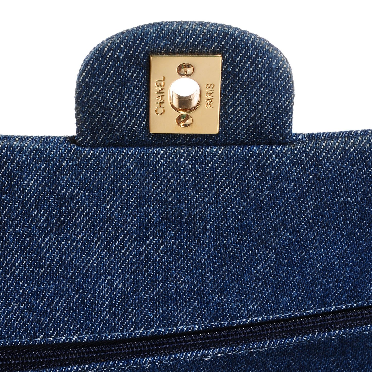 Denim Quilted Medium Double Flap Navy Blue