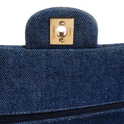Chanel Denim Quilted Medium Double Flap Navy Blue 5 of 9