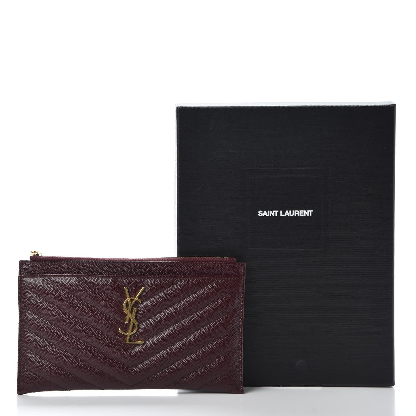 Grain De Poudre Matelasse Chevron Monogram Bill Pouch Amaranto