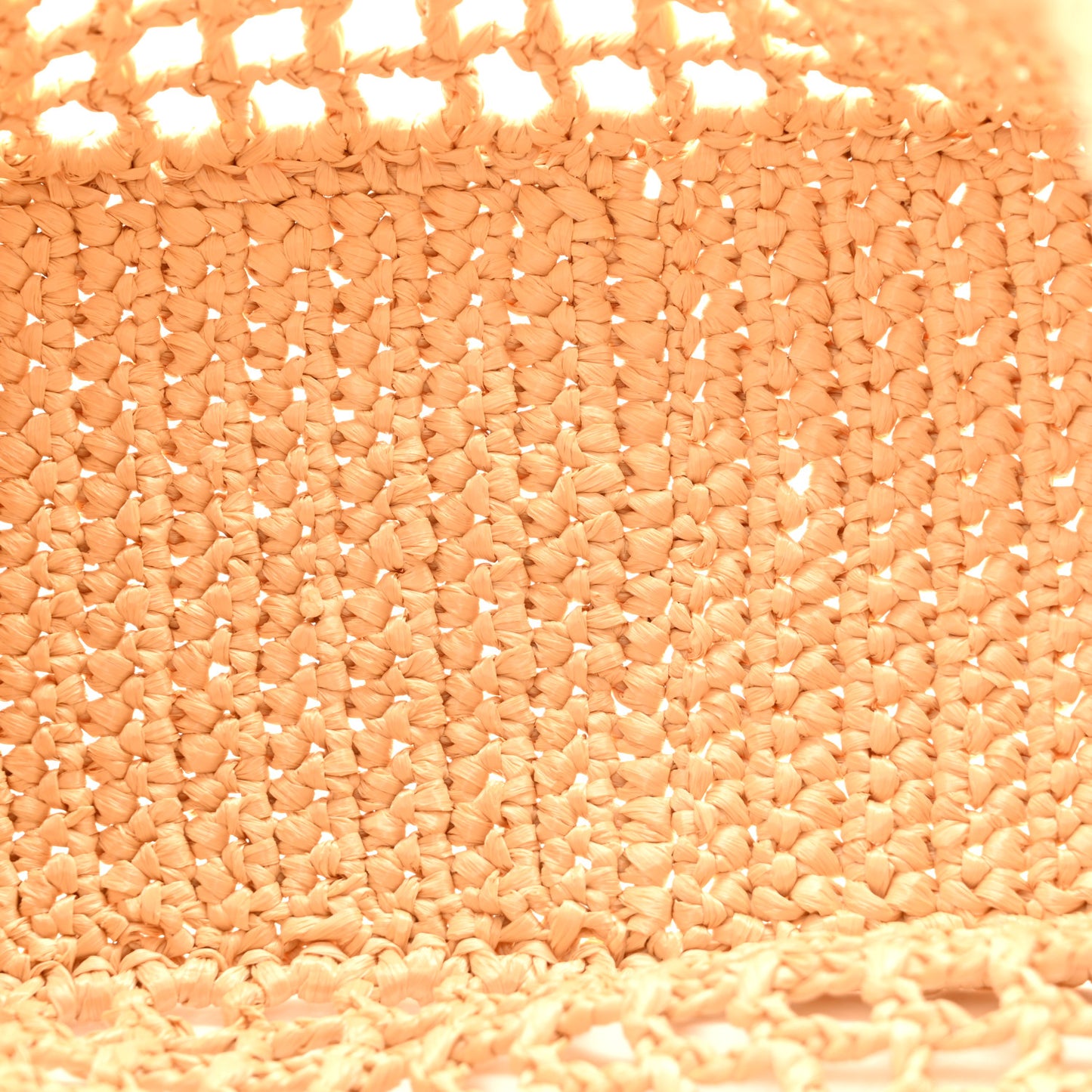 Yarn Raffia Effect Crochet Logo Embroidered Small Tote Bag Naturale