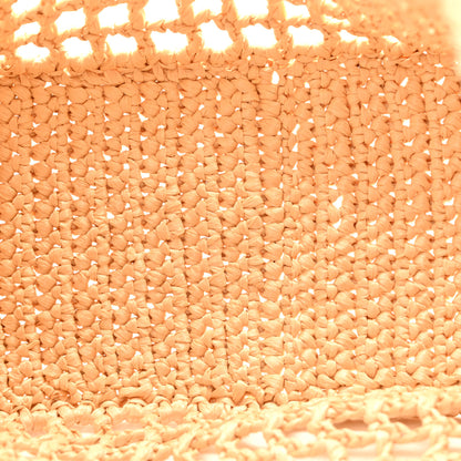 Prada Yarn Raffia Effect Crochet Logo Embroidered Small Tote Bag Naturale 5 of 12
