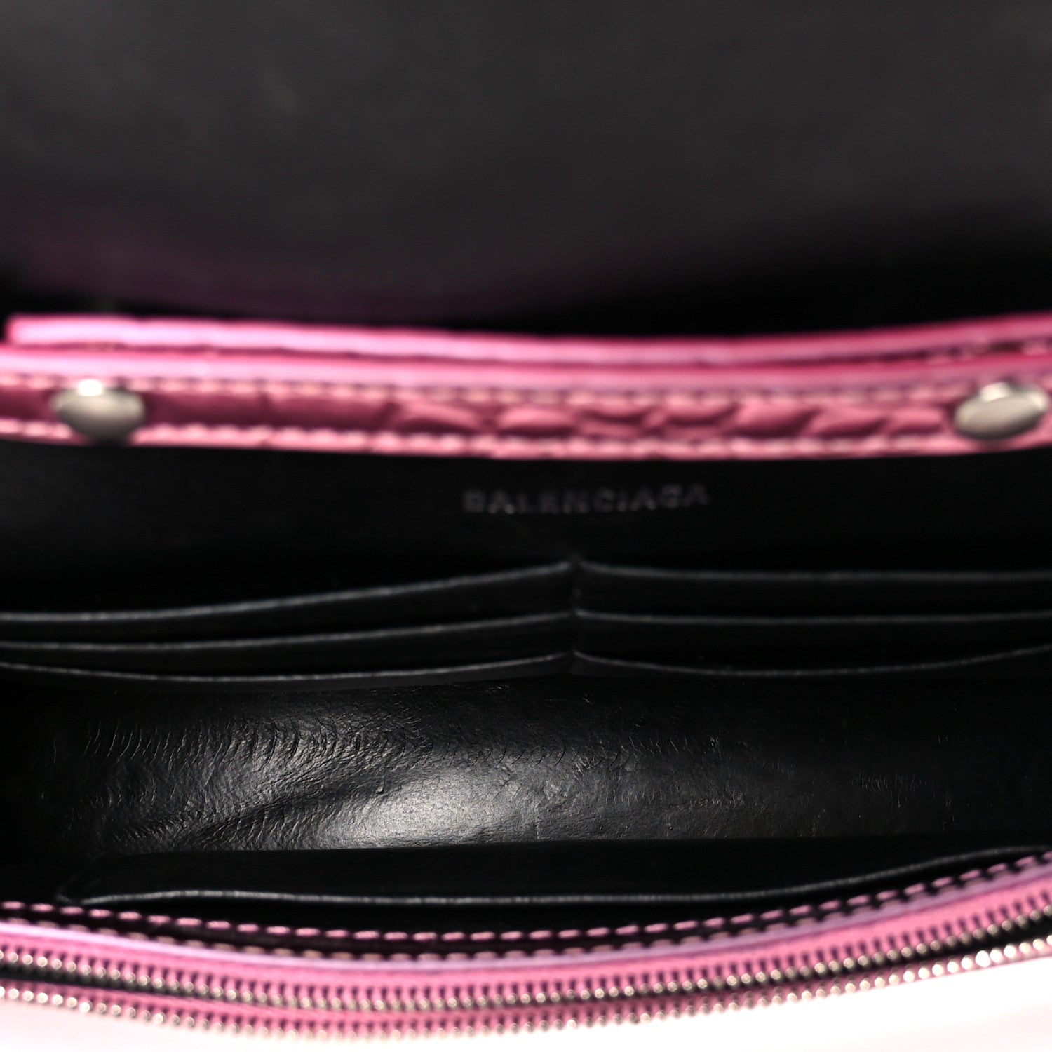 Balenciaga Metallic Shiny Calfskin Crocodile Embossed Hourglass Chain Bag Pink 5 of 11