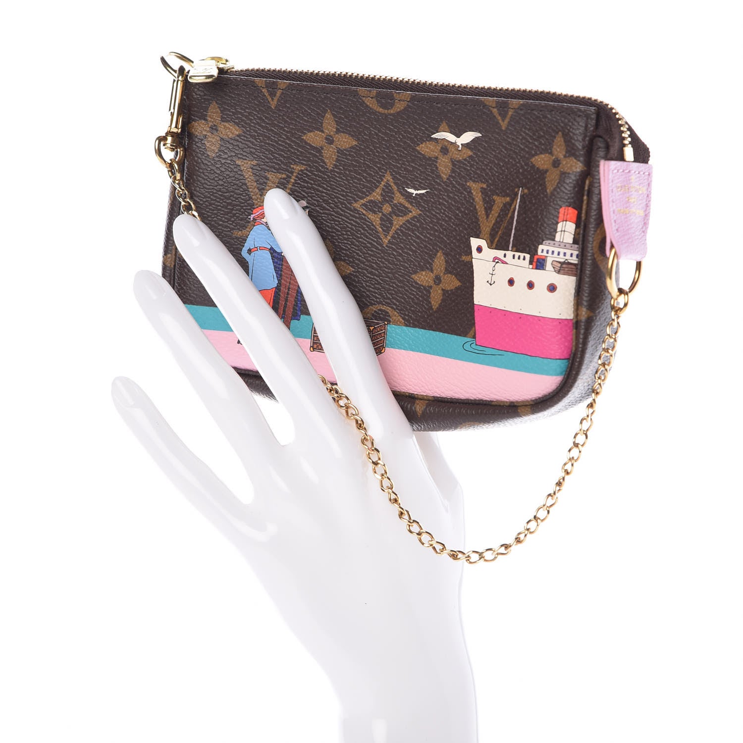 Louis Vuitton Monogram 2016 Christmas Animation Mini Pochette Accessories Rose Ballerine 2 of 8