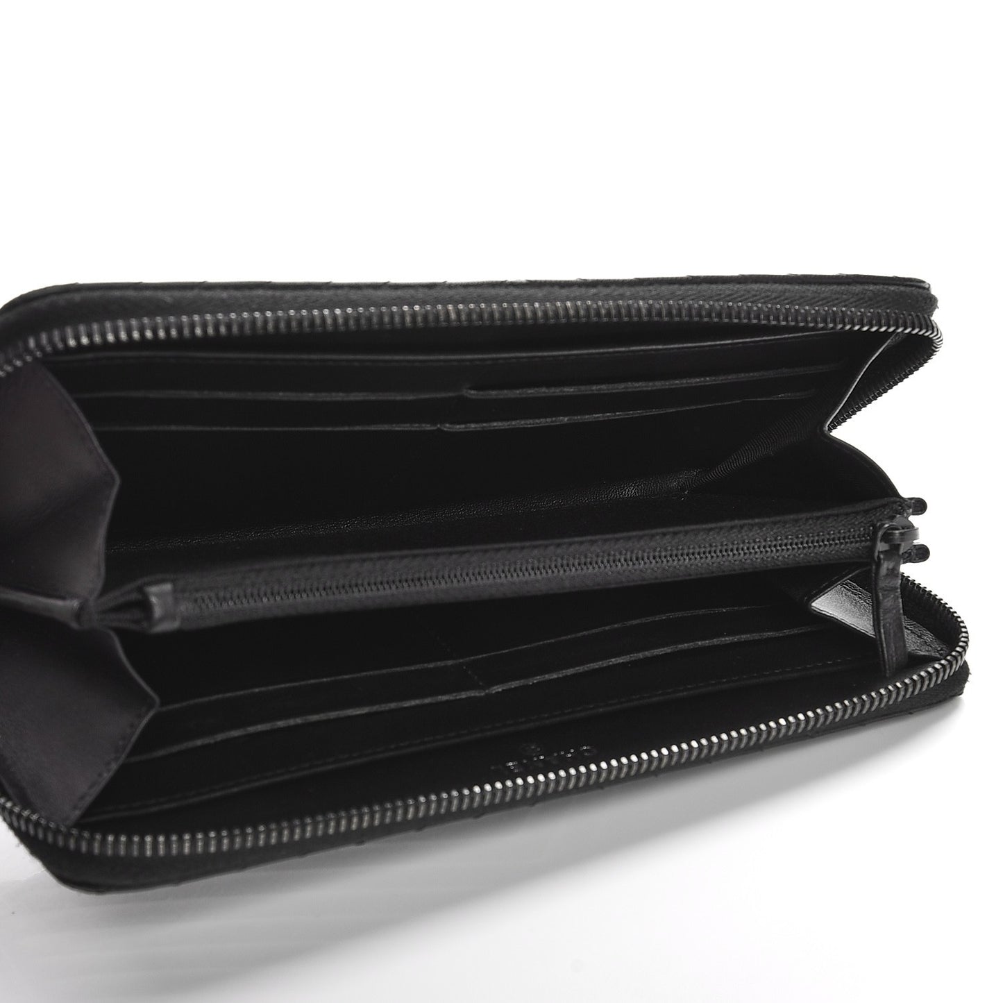Lambskin Chevron Quilted Zip Around Wallet So Black