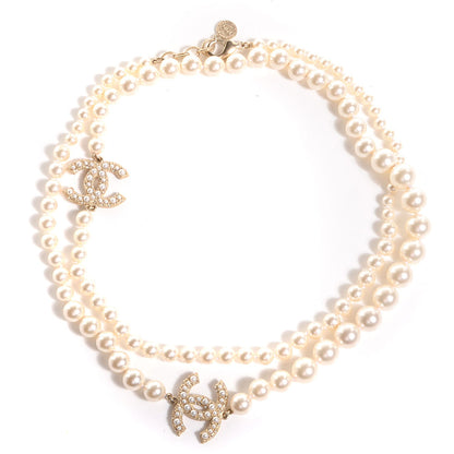 Chanel Graduated Pearl CC Long Necklace Gold 1 of 6