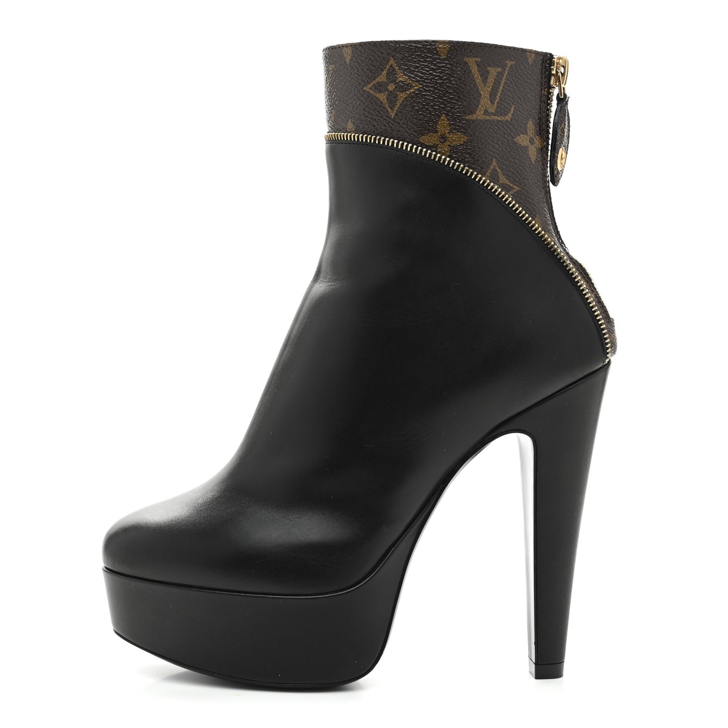 Calfskin Monogram Afterglow Platform Ankle Boots 36 Black