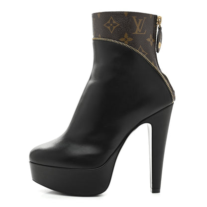 Louis Vuitton Calfskin Monogram Afterglow Platform Ankle Boots 36 Black 1 of 10