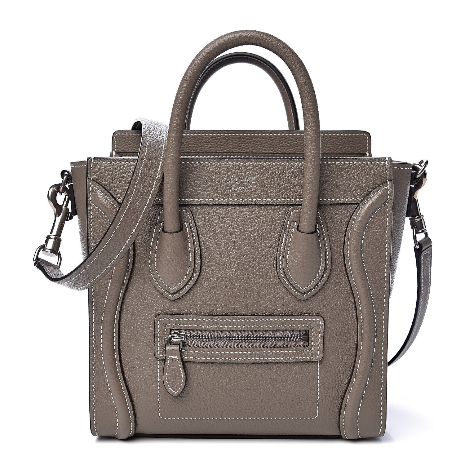 Celine Drummed Calfskin Nano Luggage Souris 1 of 10