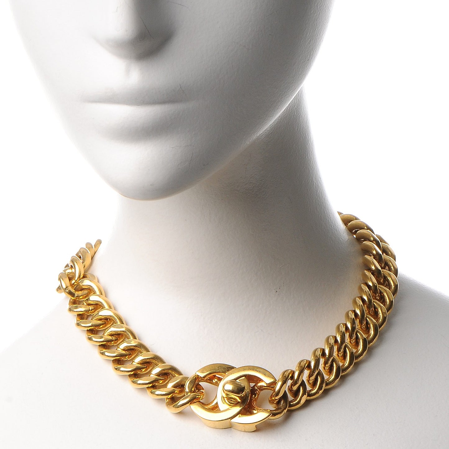 Chain Link CC Choker Necklace Gold