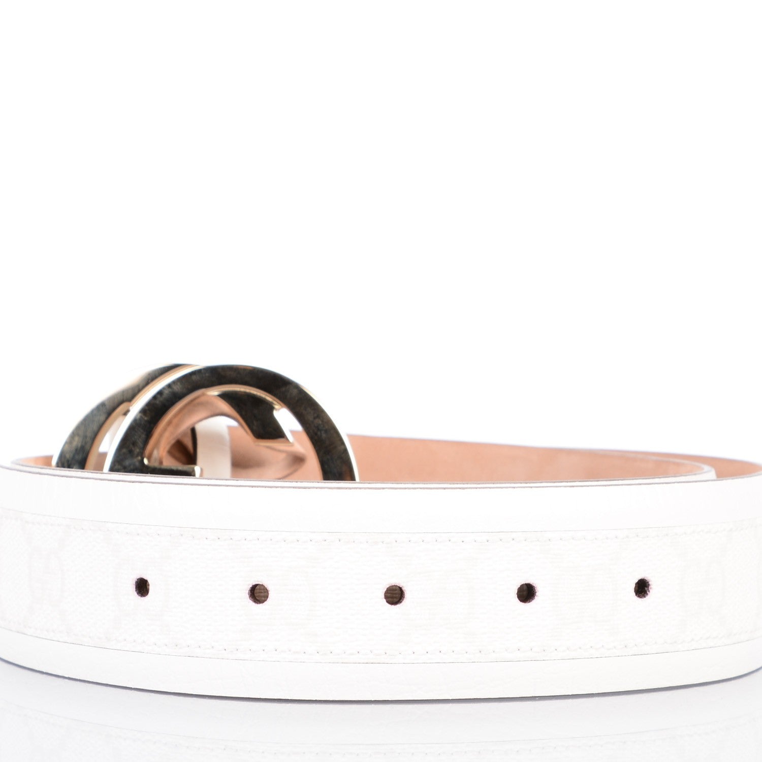 Gucci Monogram Calfskin Interlocking G Belt 80 32 Off White 7 of 8