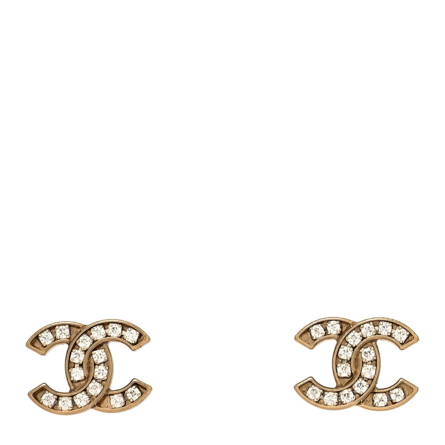 Matte Metal Crystal CC Earrings Gold