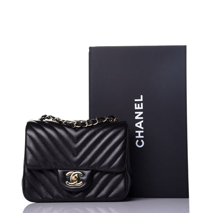 Chanel Lambskin Chevron Quilted Mini Square Flap Black 10 of 10