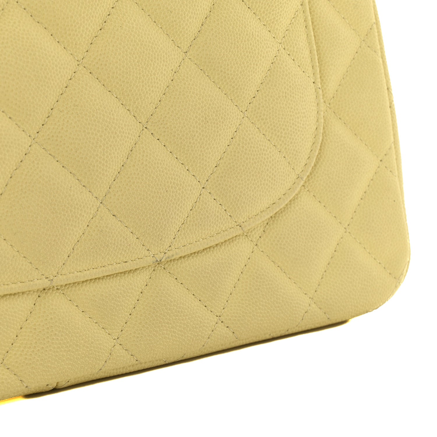 Chanel Caviar Quilted Jumbo Double Flap Yellow 11 of 13