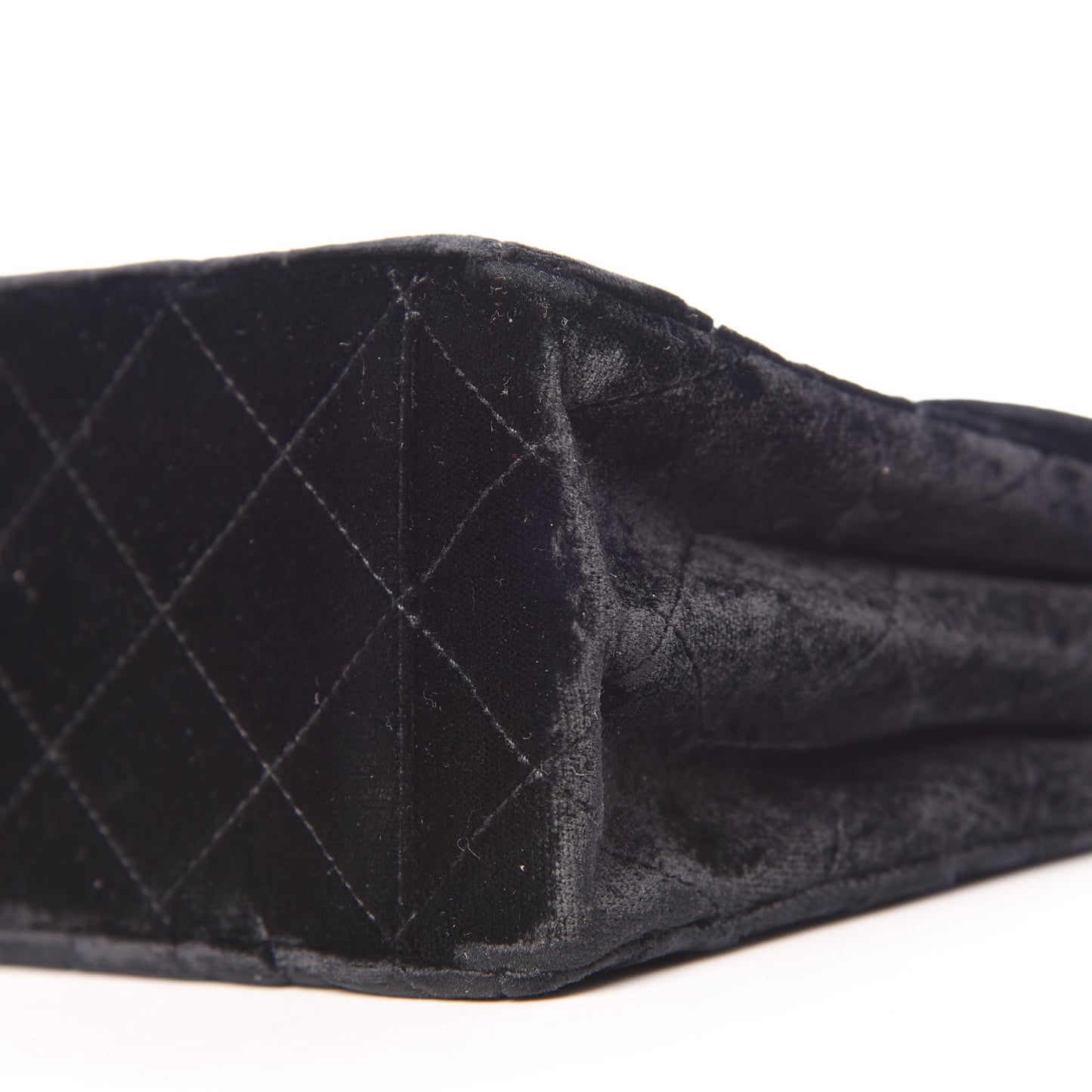 Velvet Quilted Shoulder Bag Black