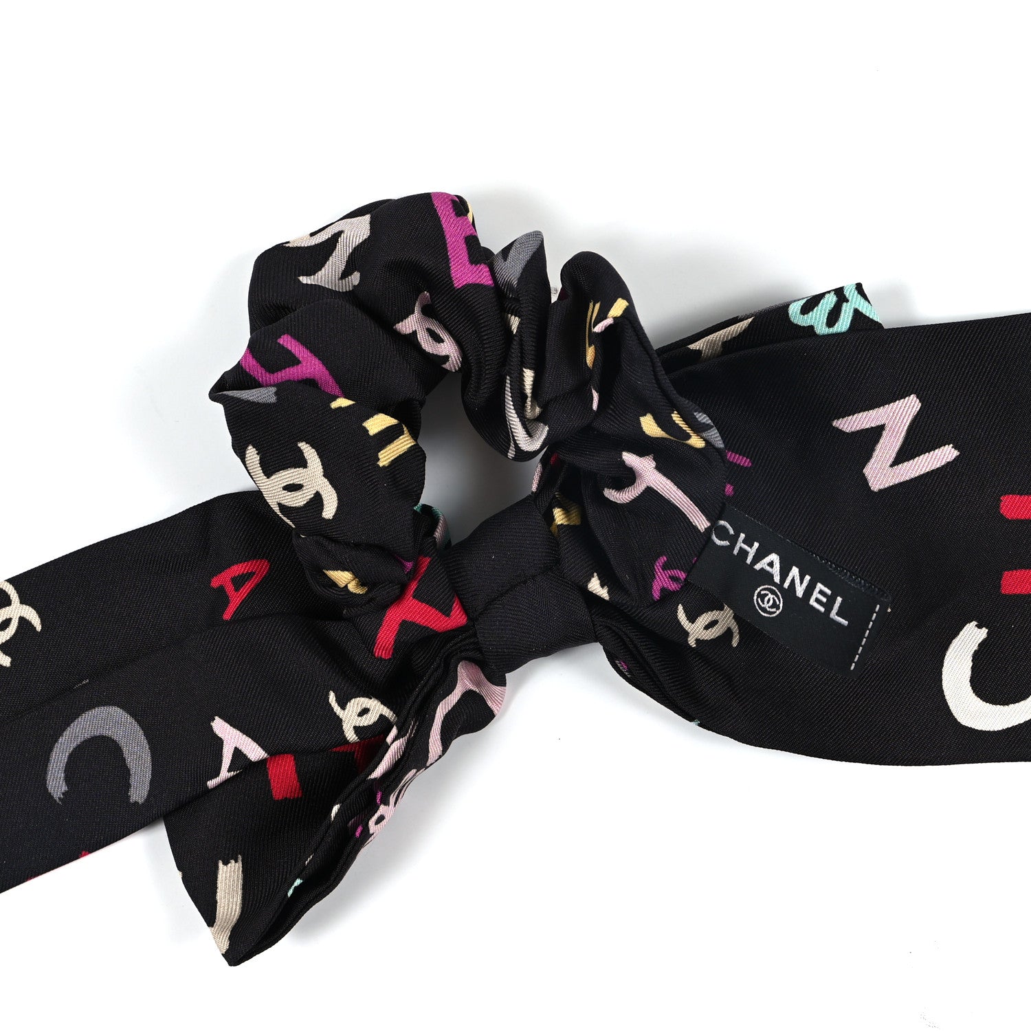 Chanel Silk Bow CC Scrunchie Black Multicolor Black 3 of 3