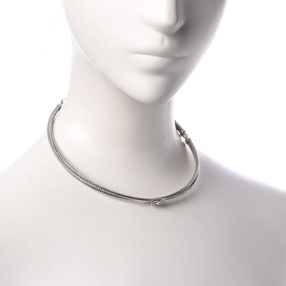 David Yurman Sterling Silver Diamond Double Cable Crossover X Necklace 2 of 5