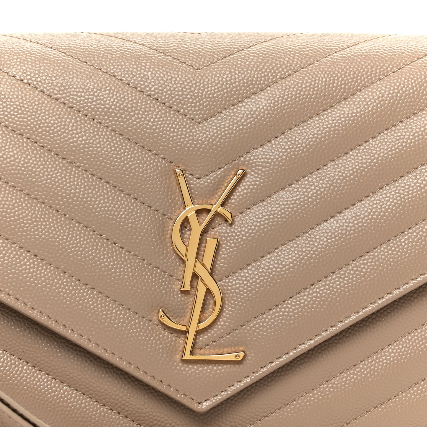 Grain De Poudre Matelasse Chevron Monogram Envelope Clutch Dark Beige