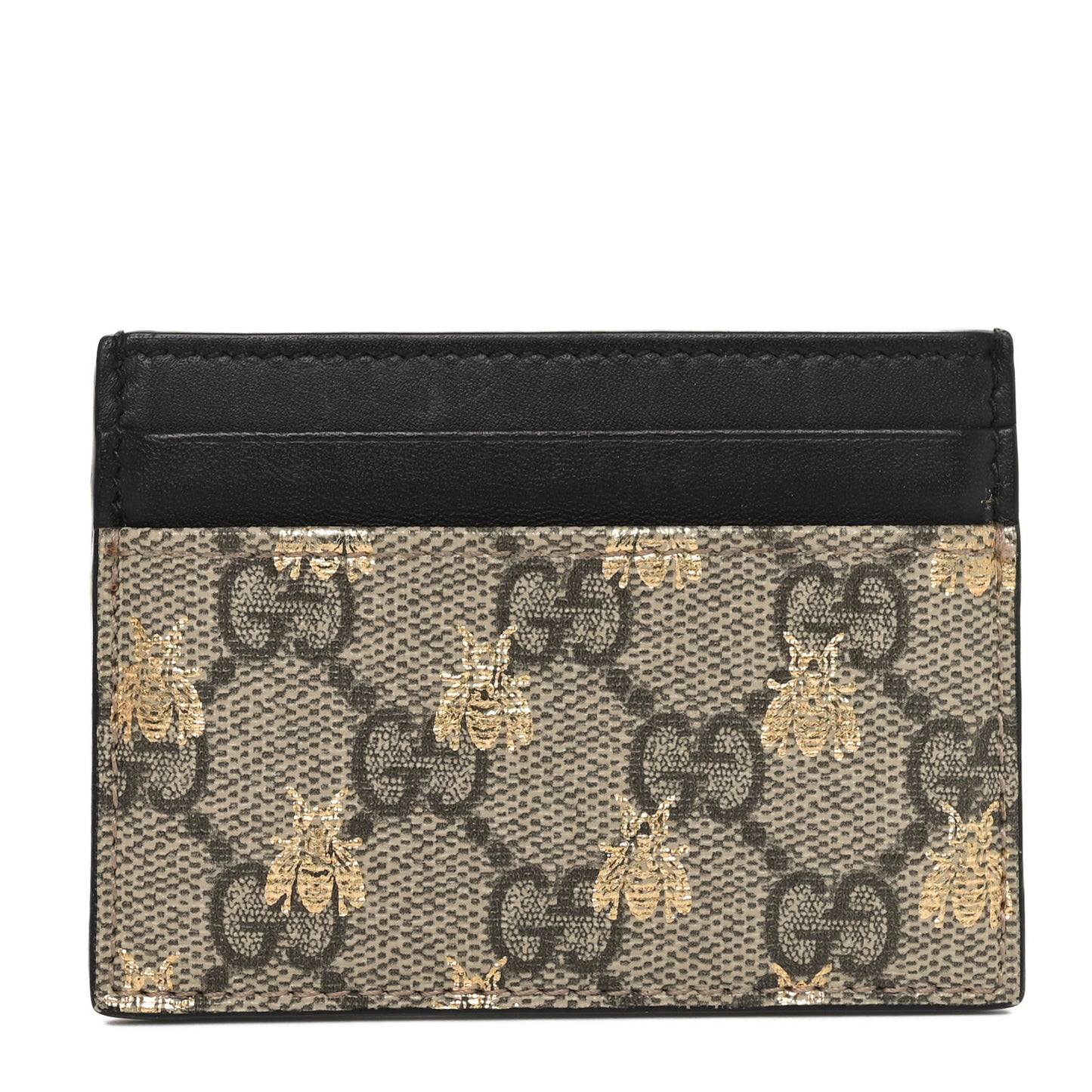 GG Supreme Monogram Bees Card Holder Black