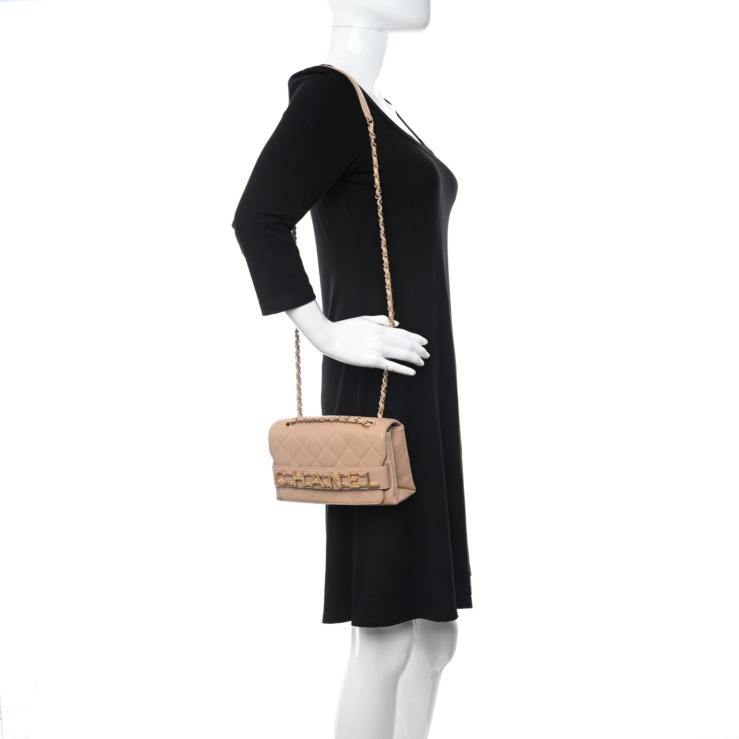 Chanel Calfskin Quilted Small Enchained Flap Beige 3 of 10