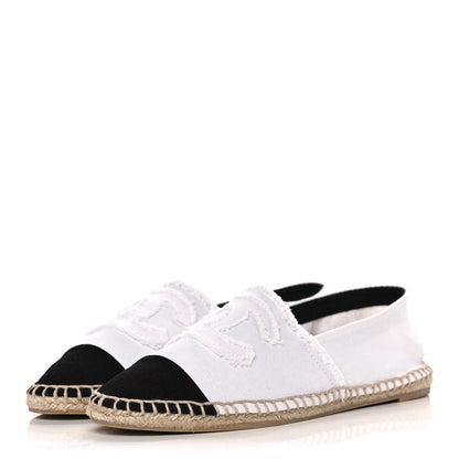 Chanel Linen CC Espadrilles 41 White Black 3 of 8