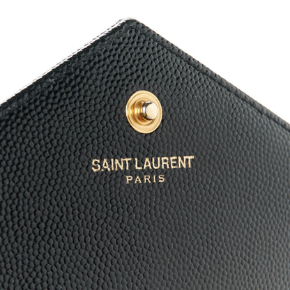 Saint Laurent Grain De Poudre Matelasse Chevron Monogram Chain Wallet Black 7 of 12