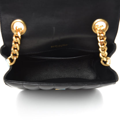 Saint Laurent Lambskin Matelasse Monogram Small Vicky Chain Bag Black 7 of 11