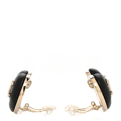 Chanel Lambskin CC Heart Clip On Earrings Black Gold 2 of 3