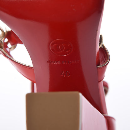 Chanel Patent Chain Sandals 40 Red 6 of 7