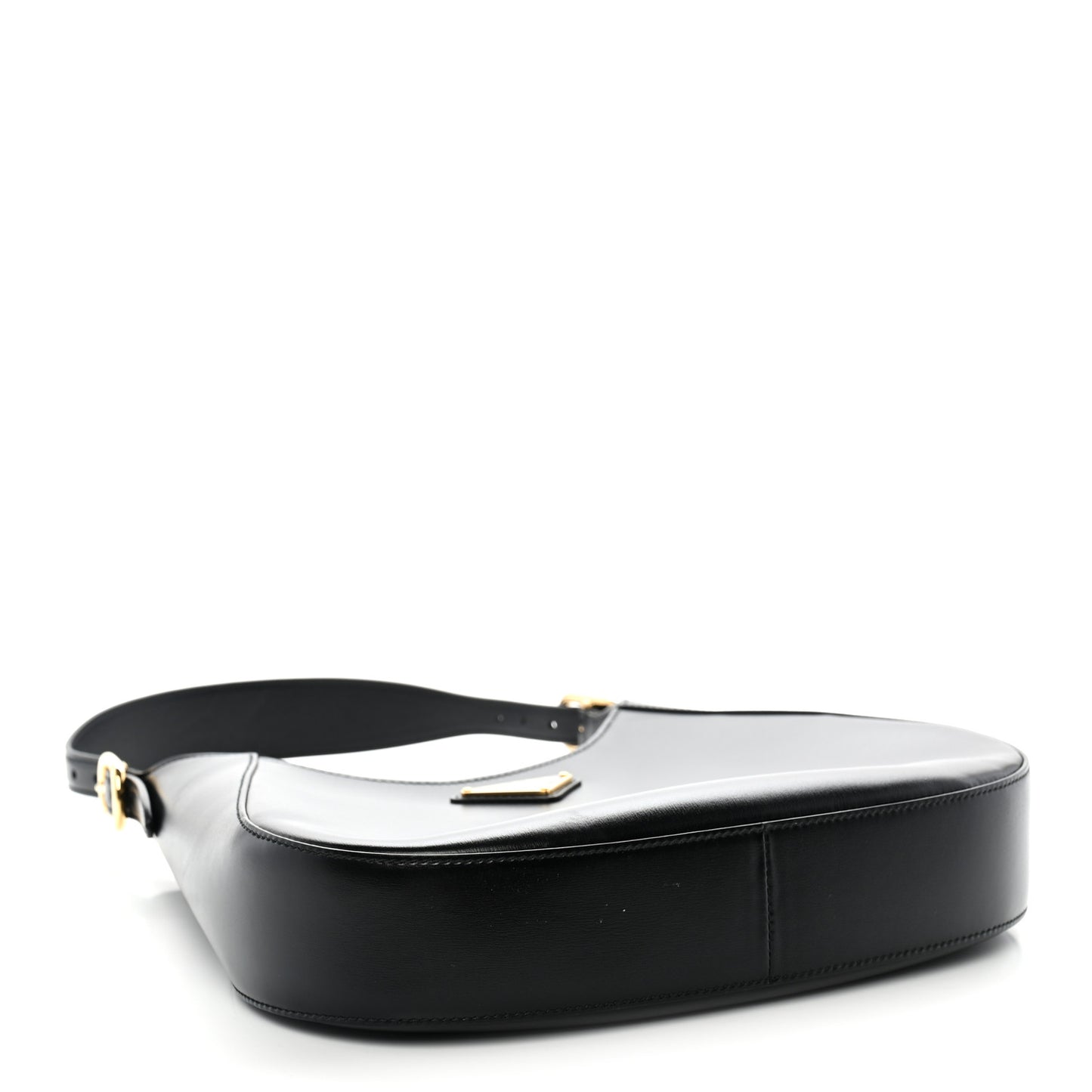 Brushed Calfskin Cleo Adjustable Strap Shoulder Bag Black