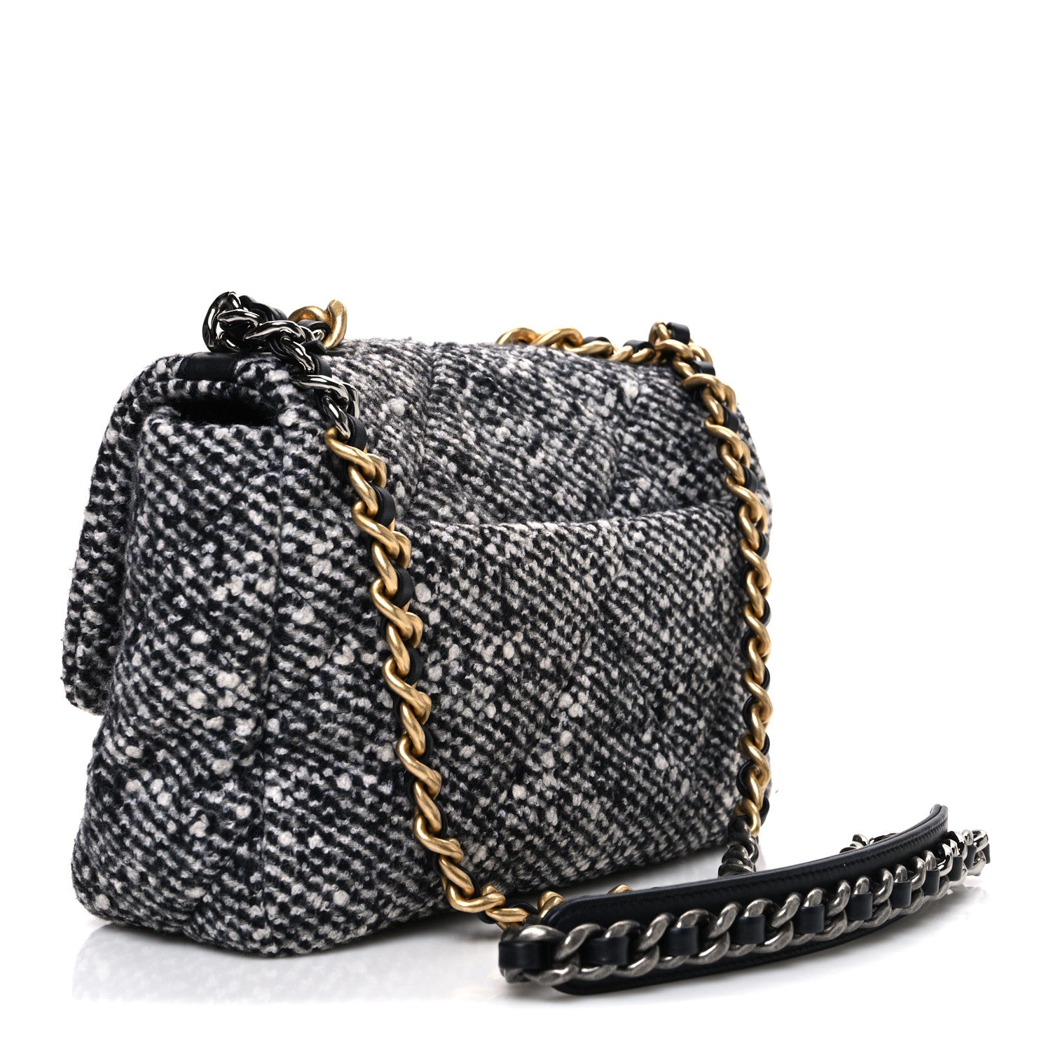 Chanel Tweed Quilted Medium Chanel 19 Flap Grey 3 of 10